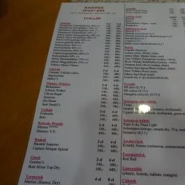 Baross Sport Bár Budapest - Étlap/itallap