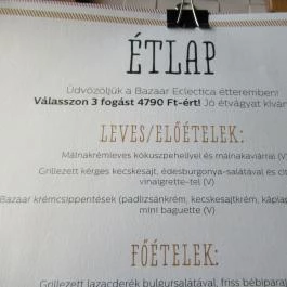 Bazaar Restaurant Eclectica, Budapest - Étlap/itallap
