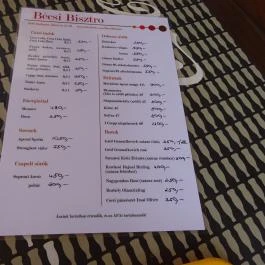 Bécsi Bisztro Budapest - Étlap/itallap