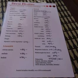 Bécsi Bisztro Budapest - Étlap/itallap