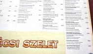 Bécsiszelet Vendéglő - Margit körút Budapest - Étlap/itallap