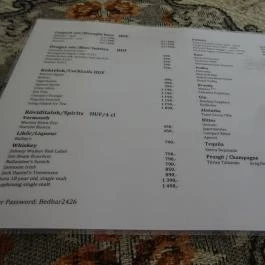 Bed Bar Budapest - Étlap/itallap