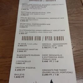 Beerstro14 Budapest - Étlap/itallap