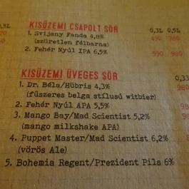 BÉLA - Bár, Étterem, Lakás, Arborétum Budapest - Étlap/itallap