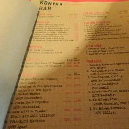 BÉLA - Bár, Étterem, Lakás, Arborétum Budapest - Étlap/itallap