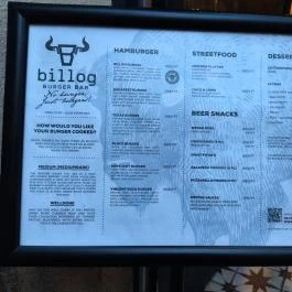 Billog Burger Bar Budapest - Étlap/itallap