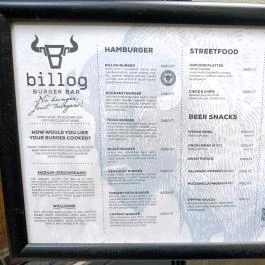 Billog Burger Bar Budapest - Étlap/itallap