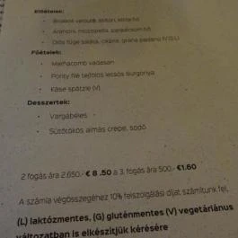 Bistro Fine Budapest - Étlap/itallap