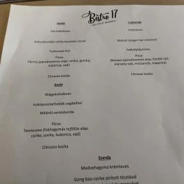 Bistro17 Budapest - Étlap/itallap
