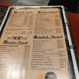 Black Dog Pub - Lágymányosi utca Budapest - Étlap/itallap