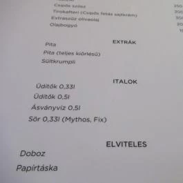 Blue Agori - Greek Street Food Bar - Madách Imre út Budapest - Étlap/itallap