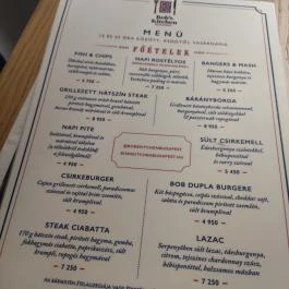 Bob's Kitchen Budapest - Étlap/itallap