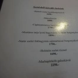Bókay Kert, Budapest - Étlap/itallap
