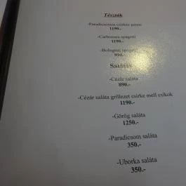 Bókay Kert, Budapest - Étlap/itallap