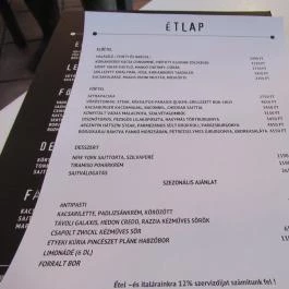 Borbíróság Budapest - Étlap/itallap