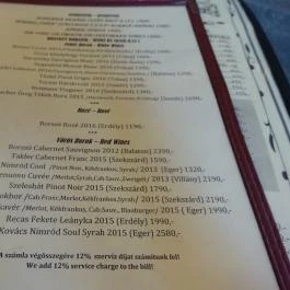 Borssó Bistro Budapest - Étlap/itallap