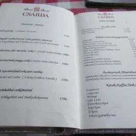 Bozi Rozi Csárda, Fertőboz - Étlap/itallap