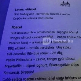 Bridges Food Bar Budapest - Étlap/itallap
