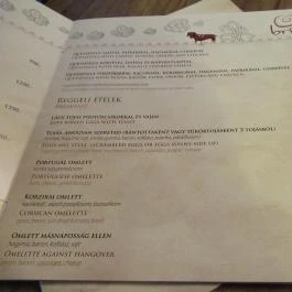 Briós Kávézó, Budapest - Étlap/itallap