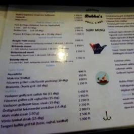 Bubba's Downtown Budapest - Étlap/itallap