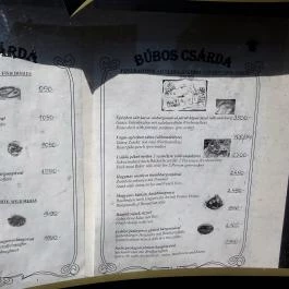 Búbos Csárda Balatonberény - Étlap/itallap