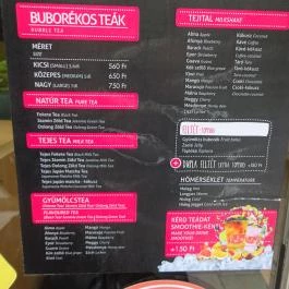 Bubu Bubble Tea - Petőfi Sándor utca Budapest - Étlap/itallap
