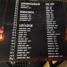 Burger Paradise, Makó - Étlap/itallap