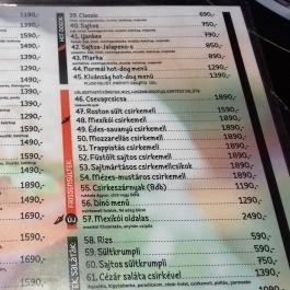 Burgerland Budapest - Étlap/itallap