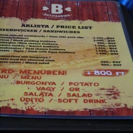 Butifarring Budapest Budapest - Étlap/itallap