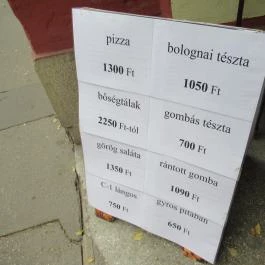 C-1 Gyorsétterem, Cegléd - Étlap/itallap