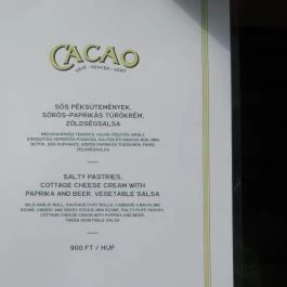 Cacao Bakery Budapest - Étlap/itallap