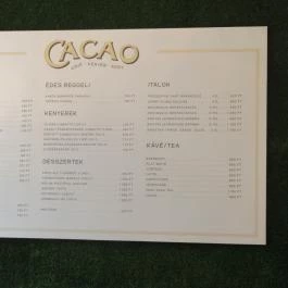 Cacao Bakery Budapest - Étlap/itallap