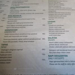 Café Babart Budapest - Étlap/itallap