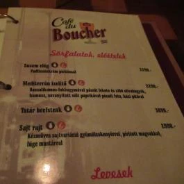 Café du Boucher Belga söröző-étterem Miskolc - Étlap/itallap