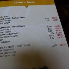 Crazy Café Budapest - Étlap/itallap