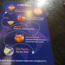 Cafe Frei - Pólus Center Budapest - Étlap/itallap