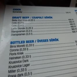 Cafe & Bar Mester Street Budapest - Étlap/itallap