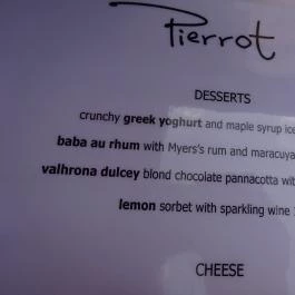 Café Pierrot, Budapest - Étlap/itallap
