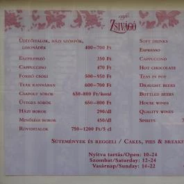 Café Zsivágó, Budapest - Étlap/itallap