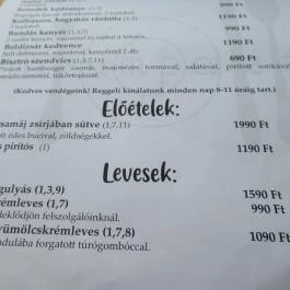 Cakumpakk Bisztró, Esztergom - Étlap/itallap