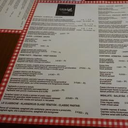 Casa Mia Trattoria Pizzeria Budapest - Étlap/itallap