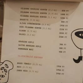 SALT Bakery & CAUSE - Zrínyi utca Budapest - Étlap/itallap