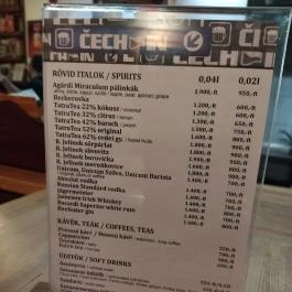 Cech In, Budapest - Étlap/itallap