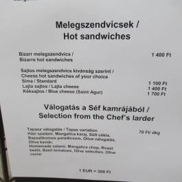 Champoint 4 Monkeys - Belvárosi Piac Budapest - Étlap/itallap