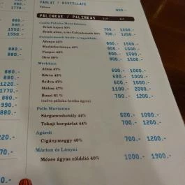 Cirkusz Budapest - Étlap/itallap