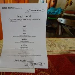 Claro Bisztró, Budapest - Étlap/itallap