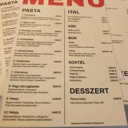 Clemenza Pasta Bar Budapest - Étlap/itallap