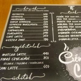 Créme Cup Café - Alexandra Könyvesház Budapest - Étlap/itallap