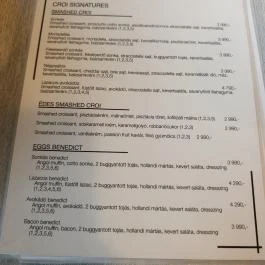 Croi Pékség és Reggeliző Budapest - Étlap/itallap