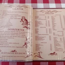 Csali Csárda, Pilisszentiván - Étlap/itallap